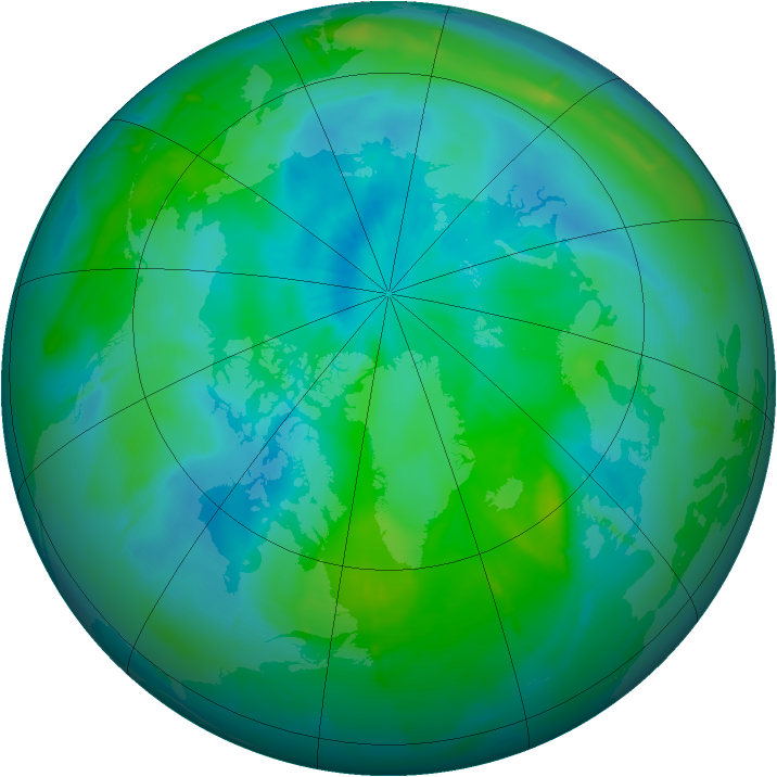 Arctic ozone map for 08 September 2009